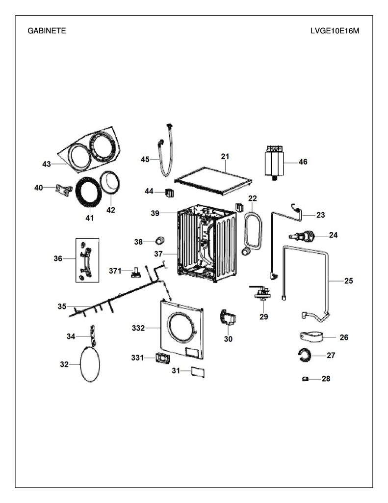 Conjunto de Panel Frontal para Lavadora GE 12238100001021 CKD32205 CKD3220
