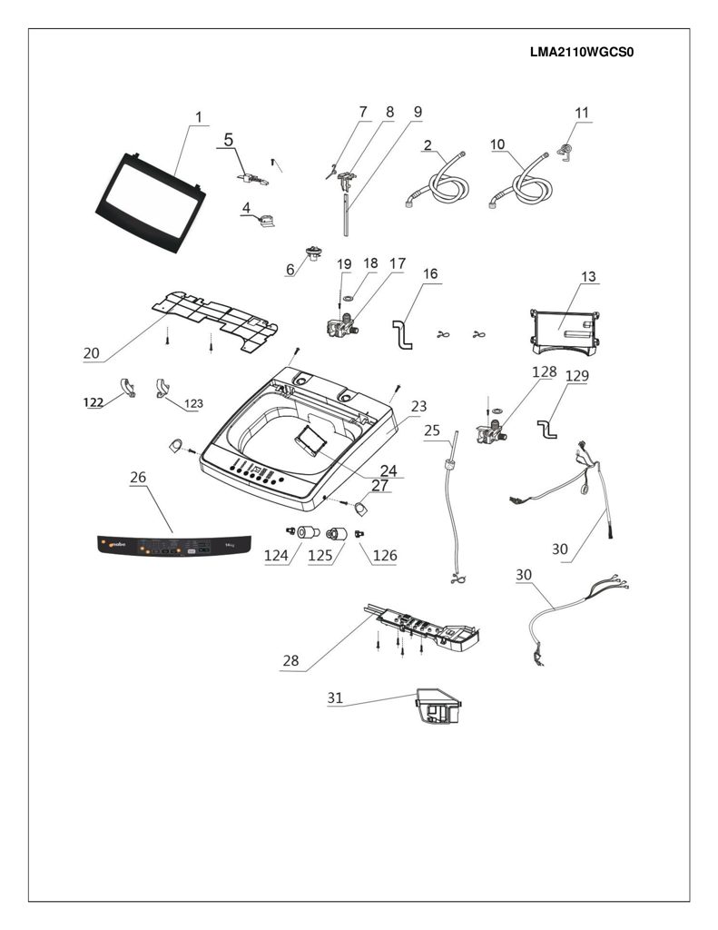Interruptor para Lavadora Mabe 0030207433C CKD32257 CKD3225