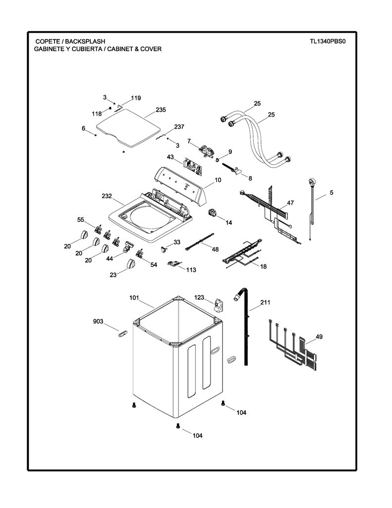 Arnés Selector TL1304PBS0 para Lavadora GE 189D3820G008 CKD32405 CKD3240