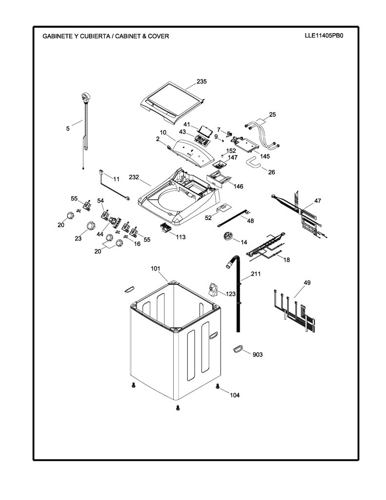 Conjunto de transferencia de calor Copete para lavadora Mabe 189D5011G002 CKD32406 CKD3240