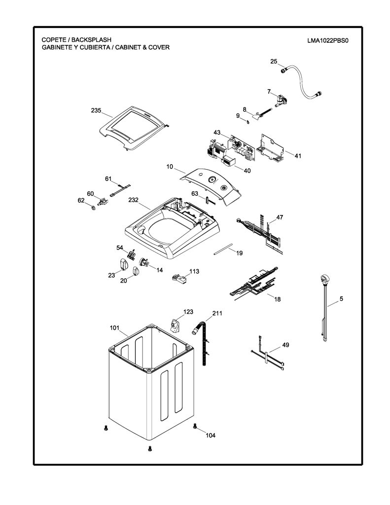 Ensamblaje de hélice para lavadora Mabe 189D4237G001 CKD32472 CKD3247