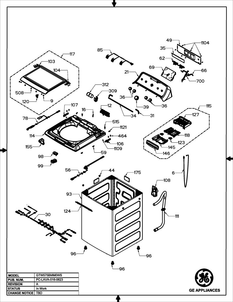 Ensamblaje dispensador para lavadora GE 233D2036G001 CKD32473 CKD3247