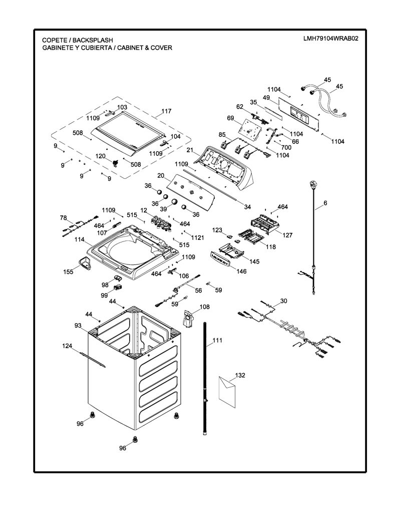 Tapa superior para lavadora Mabe 233D1995P011 CKD32520 CKD3252
