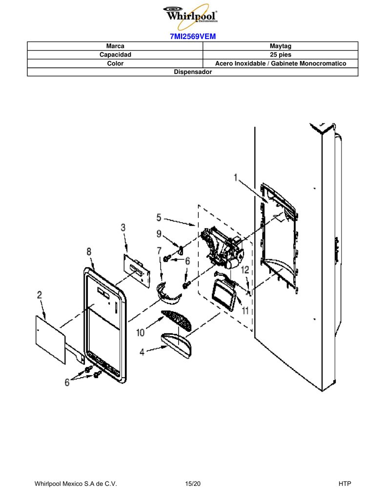 Pieza de lavadora Whirlpool 67006294 (Descontinuado) CKD150679