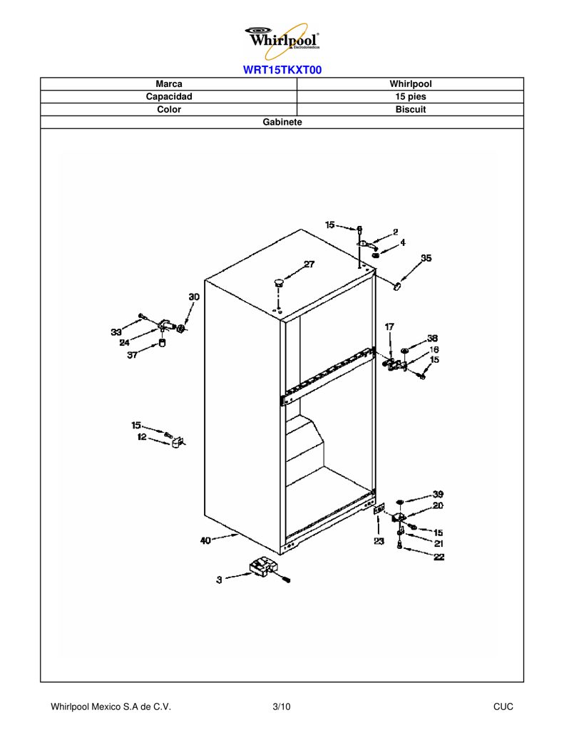 Compresor para refrigerador Whirlpool CKD150696