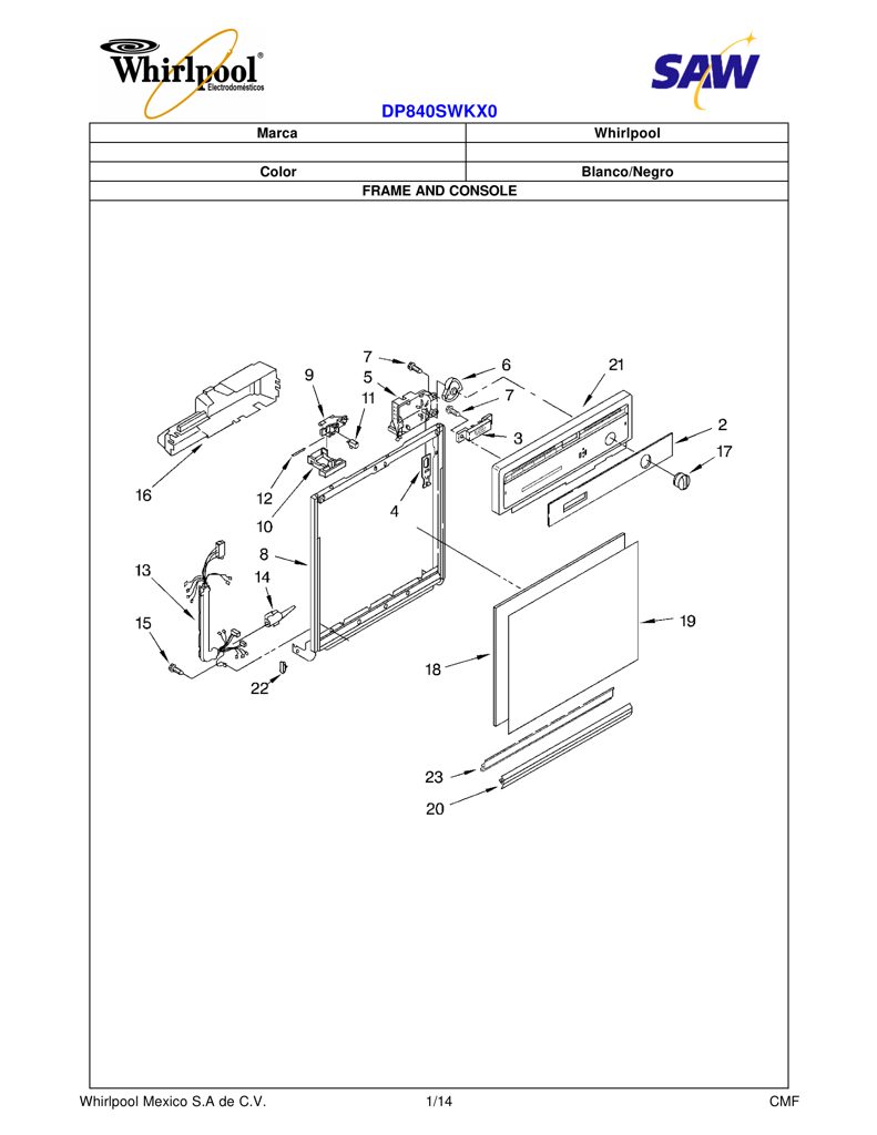 WHIRLPOOL CORPORATION Repuesto (Descontinuado) CKD152978