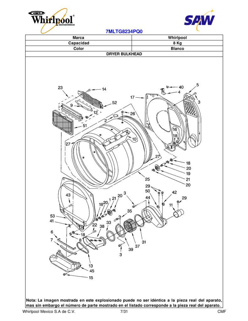 Deflector del Tambor 279982 CKD1543685 CKD1543685