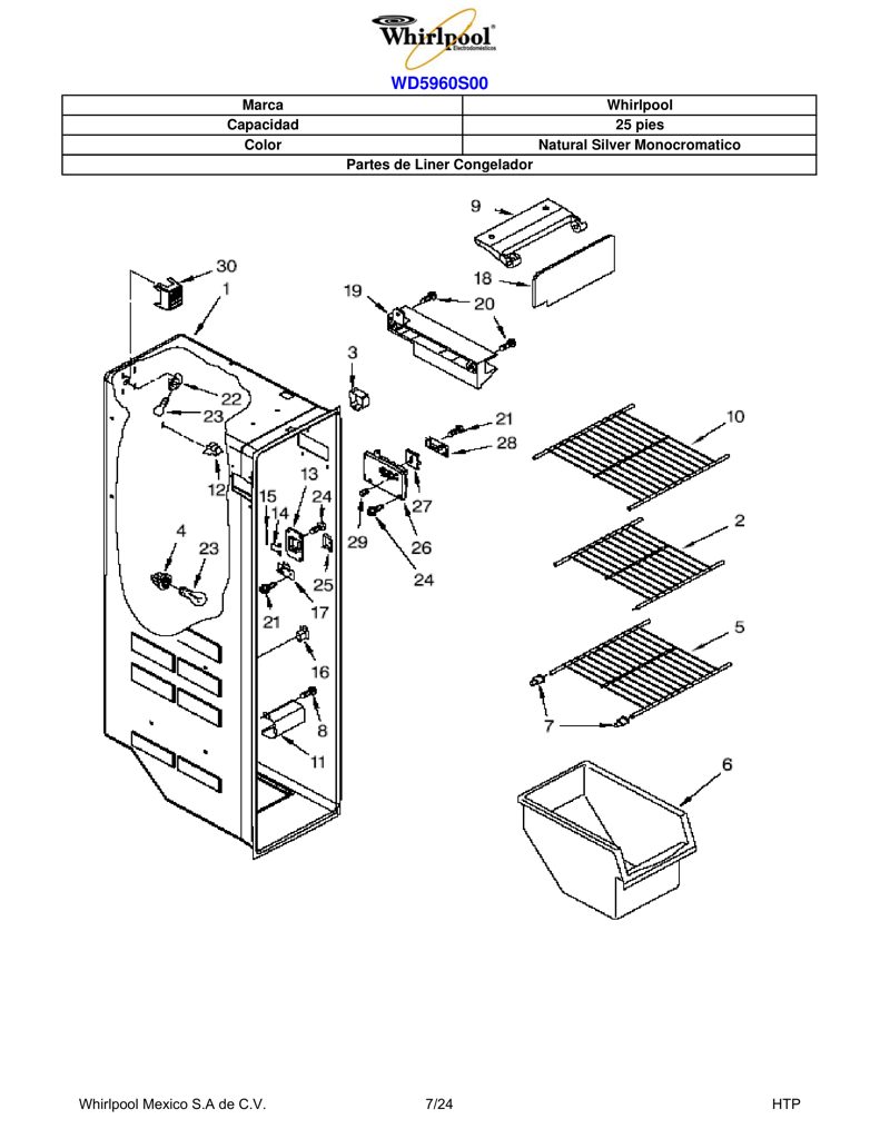 Deslizador de Refrigerador 2315398 CKD1564309 CKD1564309