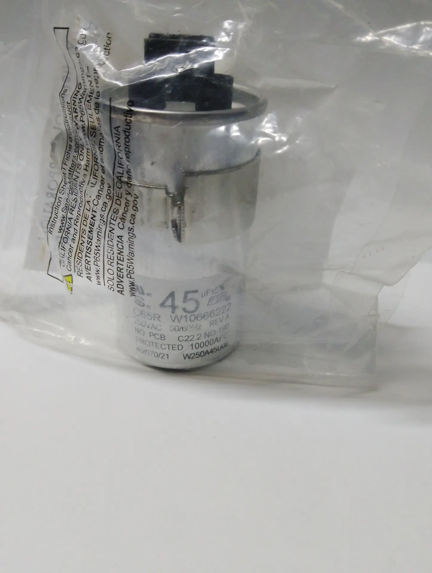 Capacitor para Lavadora Whirlpool W10804665 CKD90197